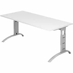 HAMMERBACHER FS19 höhenverstellbarer Schreibtisch weiß rechteckig C-Fuß-Gestell silber 180