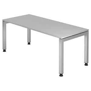 HAMMERBACHER JS19 höhenverstellbarer Schreibtisch grau rechteckig 4-Fuß-Gestell silber 180