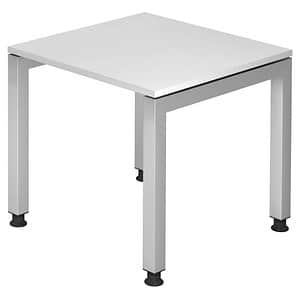 HAMMERBACHER JS08 höhenverstellbarer Schreibtisch weiß rechteckig 4-Fuß-Gestell silber 80