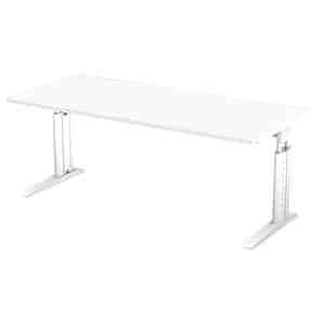 HAMMERBACHER US19 höhenverstellbarer Schreibtisch weiß rechteckig C-Fuß-Gestell weiß 180
