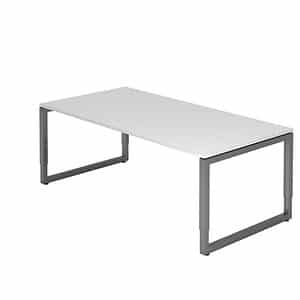 HAMMERBACHER RS2E höhenverstellbarer Schreibtisch weiß rechteckig Kufen-Gestell grau 200