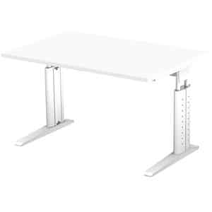 HAMMERBACHER US12 höhenverstellbarer Schreibtisch weiß rechteckig C-Fuß-Gestell weiß 120