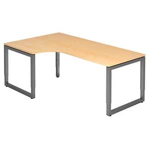 HAMMERBACHER RS82 höhenverstellbarer Schreibtisch ahorn L-Form Kufen-Gestell grau 200