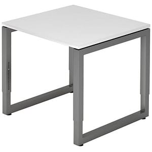 HAMMERBACHER RS08 höhenverstellbarer Schreibtisch weiß rechteckig Kufen-Gestell grau 80