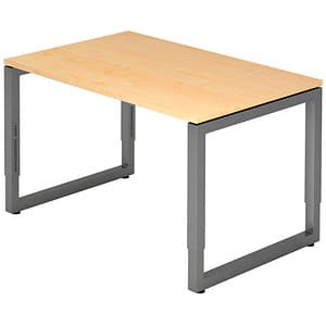 HAMMERBACHER RS12 höhenverstellbarer Schreibtisch ahorn rechteckig Kufen-Gestell grau 120