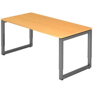 HAMMERBACHER RS16 höhenverstellbarer Schreibtisch buche rechteckig Kufen-Gestell grau 160