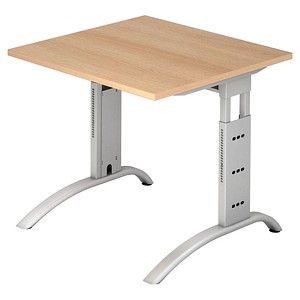 HAMMERBACHER FS08 höhenverstellbarer Schreibtisch eiche quadratisch C-Fuß-Gestell silber 80