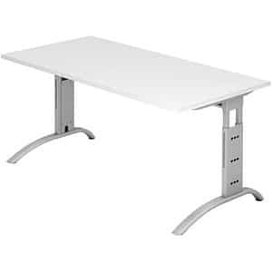HAMMERBACHER FS16 höhenverstellbarer Schreibtisch weiß rechteckig C-Fuß-Gestell silber 160