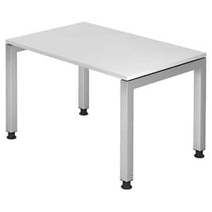 HAMMERBACHER JS12 höhenverstellbarer Schreibtisch weiß rechteckig 4-Fuß-Gestell silber 120