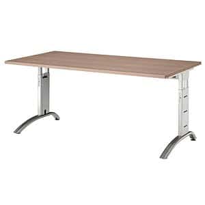 HAMMERBACHER FS16 höhenverstellbarer Schreibtisch nussbaum rechteckig C-Fuß-Gestell silber 160