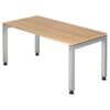 HAMMERBACHER JS16 höhenverstellbarer Schreibtisch eiche rechteckig 4-Fuß-Gestell silber 160