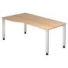 HAMMERBACHER QS18 höhenverstellbarer Schreibtisch eiche Trapezform 4-Fuß-Gestell silber 180
