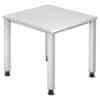 HAMMERBACHER QS08 höhenverstellbarer Schreibtisch weiß quadratisch 4-Fuß-Gestell silber 80