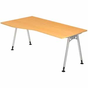HAMMERBACHER AS18 höhenverstellbarer Schreibtisch buche Trapezform A-Fuß-Gestell silber 180