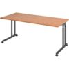 HAMMERBACHER ZS19 höhenverstellbarer Schreibtisch nussbaum rechteckig C-Fuß-Gestell grau 180