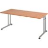 HAMMERBACHER ZS19 höhenverstellbarer Schreibtisch nussbaum rechteckig C-Fuß-Gestell silber 180