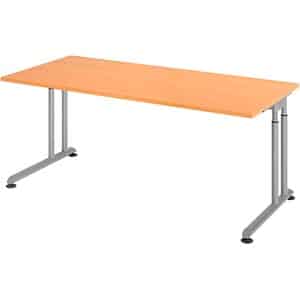 HAMMERBACHER ZS19 höhenverstellbarer Schreibtisch buche rechteckig C-Fuß-Gestell silber 180