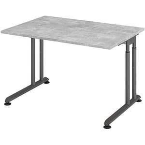HAMMERBACHER ZS12 höhenverstellbarer Schreibtisch beton rechteckig C-Fuß-Gestell grau 120