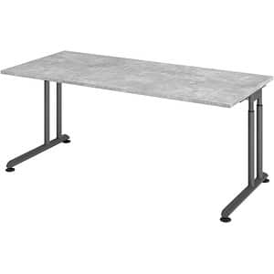 HAMMERBACHER ZS19 höhenverstellbarer Schreibtisch beton rechteckig C-Fuß-Gestell grau 180