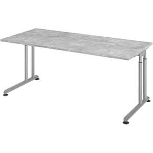 HAMMERBACHER ZS19 höhenverstellbarer Schreibtisch beton rechteckig C-Fuß-Gestell silber 180