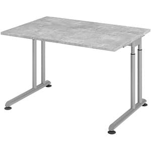 HAMMERBACHER ZS12 höhenverstellbarer Schreibtisch beton rechteckig C-Fuß-Gestell silber 120