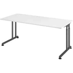 HAMMERBACHER ZS19 höhenverstellbarer Schreibtisch weiß rechteckig C-Fuß-Gestell grau 180