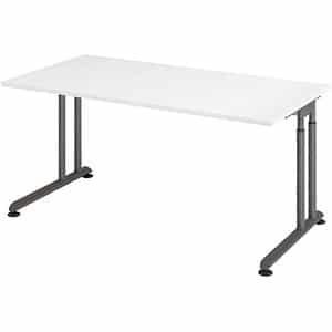 HAMMERBACHER ZS16 höhenverstellbarer Schreibtisch weiß rechteckig C-Fuß-Gestell grau 160