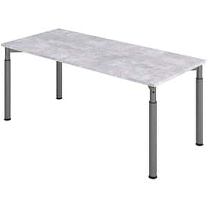 HAMMERBACHER YS19 höhenverstellbarer Schreibtisch beton rechteckig 4-Fuß-Gestell grau 180