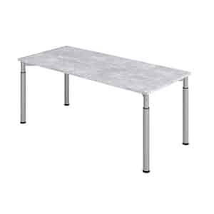 HAMMERBACHER YS19 höhenverstellbarer Schreibtisch beton rechteckig 4-Fuß-Gestell silber 180