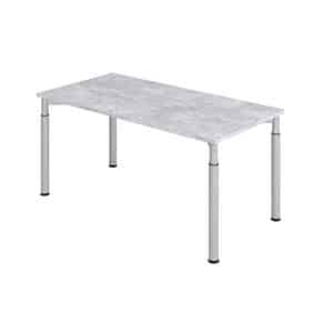 HAMMERBACHER YS16 höhenverstellbarer Schreibtisch beton rechteckig 4-Fuß-Gestell silber 160