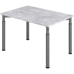 HAMMERBACHER YS12 höhenverstellbarer Schreibtisch beton rechteckig 4-Fuß-Gestell grau 120