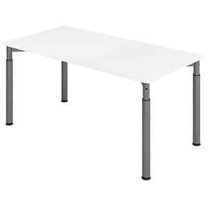 HAMMERBACHER YS16 höhenverstellbarer Schreibtisch weiß rechteckig 4-Fuß-Gestell grau 160