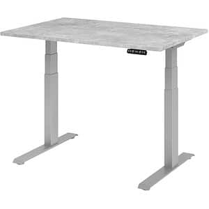 HAMMERBACHER XDKB12 höhenverstellbarer Schreibtisch beton rechteckig C-Fuß-Gestell silber 120