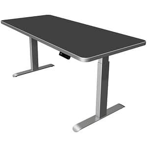 Kerkmann Move 3 Premium höhenverstellbarer Schreibtisch anthrazit rechteckig T-Fuß-Gestell silber 180