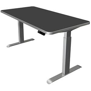 Kerkmann Move 3 Premium höhenverstellbarer Schreibtisch anthrazit rechteckig T-Fuß-Gestell silber 160
