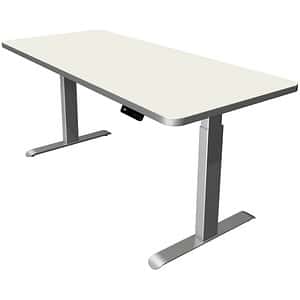 Kerkmann Move 3 Premium höhenverstellbarer Schreibtisch weiß rechteckig T-Fuß-Gestell silber 180