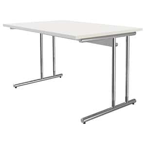 Kerkmann Schreibtisch weiß rechteckig C-Fuß-Gestell chrom 120