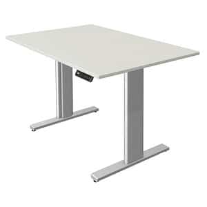 Kerkmann Move 3 höhenverstellbarer Schreibtisch weiß rechteckig T-Fuß-Gestell silber 120