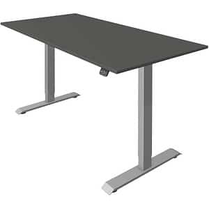 Kerkmann Move 1 höhenverstellbarer Schreibtisch anthrazit rechteckig T-Fuß-Gestell silber 160