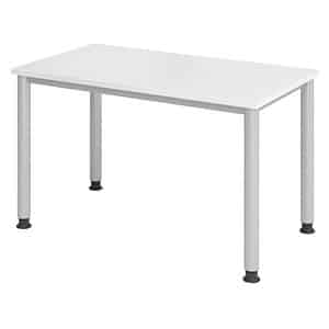 HAMMERBACHER HS612 Schreibtisch weiß rechteckig 4-Fuß-Gestell silber 120
