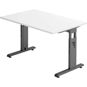 HAMMERBACHER OS 12 höhenverstellbarer Schreibtisch weiß rechteckig C-Fuß-Gestell grau 120