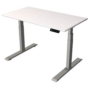 Kerkmann Smart office höhenverstellbarer Schreibtisch weiß rechteckig T-Fuß-Gestell silber 120