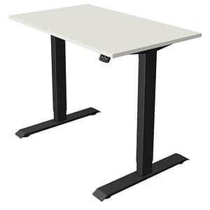 Kerkmann Move 1 höhenverstellbarer Schreibtisch weiß rechteckig T-Fuß-Gestell grau 100