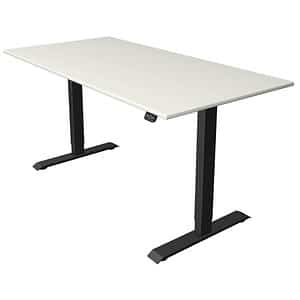 Kerkmann Move 1 höhenverstellbarer Schreibtisch weiß rechteckig T-Fuß-Gestell grau 160