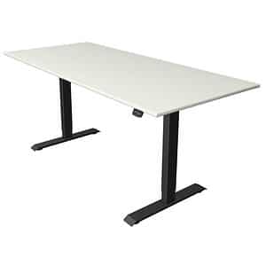 Kerkmann Move 1 höhenverstellbarer Schreibtisch weiß rechteckig T-Fuß-Gestell grau 180