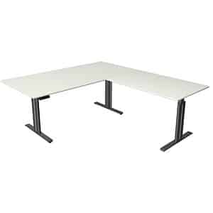 Kerkmann Move 3 elegant höhenverstellbarer Schreibtisch weiß rechteckig T-Fuß-Gestell grau 200
