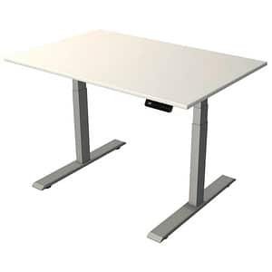 Kerkmann Move 2 höhenverstellbarer Schreibtisch weiß rechteckig T-Fuß-Gestell silber 120