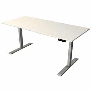 Kerkmann Move 2 höhenverstellbarer Schreibtisch weiß rechteckig T-Fuß-Gestell silber 180
