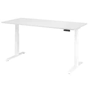 HAMMERBACHER XDKB19 höhenverstellbarer Schreibtisch weiß rechteckig C-Fuß-Gestell weiß 180