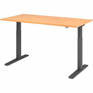 HAMMERBACHER XMKA16 höhenverstellbarer Schreibtisch buche rechteckig C-Fuß-Gestell grau 160